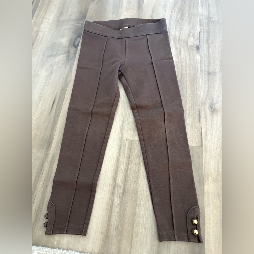 GIRLS JANIE AND JACK BROWN LEGGINGS WITH GOLD BUTTONS
